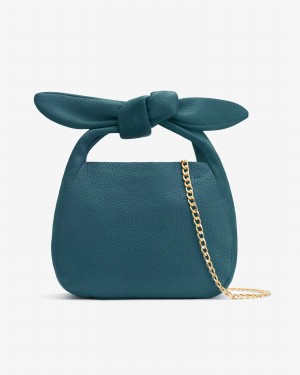 Borse A Tracolla Donna Cuyana Mini Bow Blu | UYN1397GX