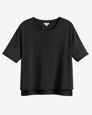 Magliette Donna Cuyana Pima Cropped Tee Nere | ULM5710YX