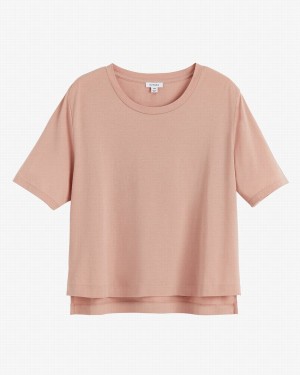 Magliette Donna Cuyana Pima Cropped Tee Rosa | NZZ1755RG