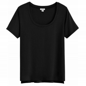 Magliette Donna Cuyana Pima Scoop Neck Tee Nere | RMP8692LO