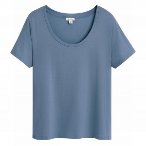 Magliette Donna Cuyana Pima Scoop Neck Tee Blu | AFQ776LI