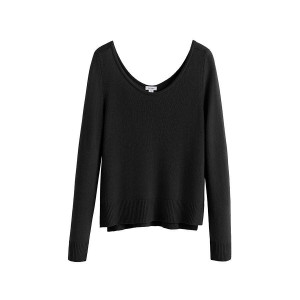 Maglioni Donna Cuyana Single-Origin Cashmere Scoop Neck Nere | QIU74100JQ