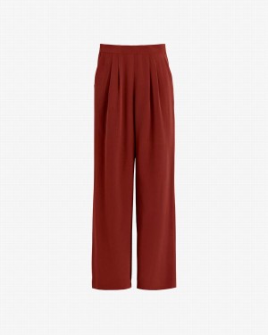 Pantaloni Donna Cuyana Silk Larghe-Leg Rosse Scuro | HBF7050XC