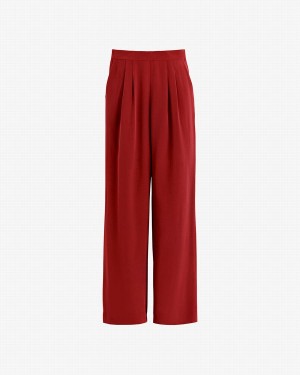 Pantaloni Donna Cuyana Silk Larghe-Leg Rosse | KWW8435UW