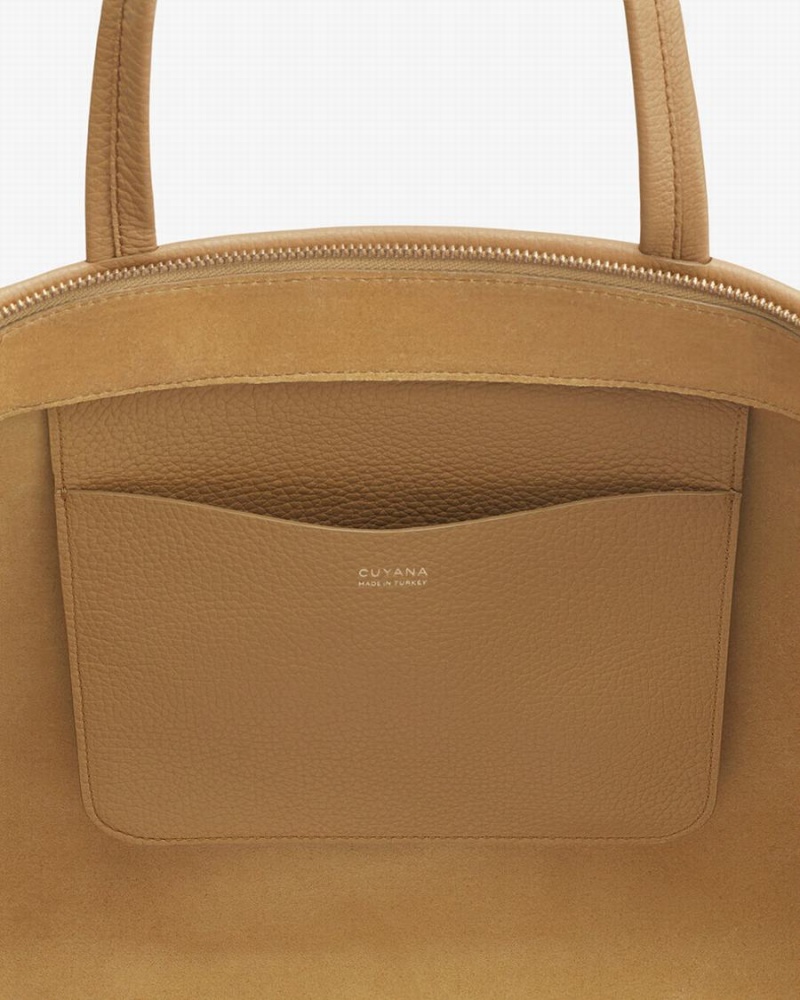 Borse Tote Donna Cuyana Classiche Easy E Zip Gialle Marroni | PVL8947EG