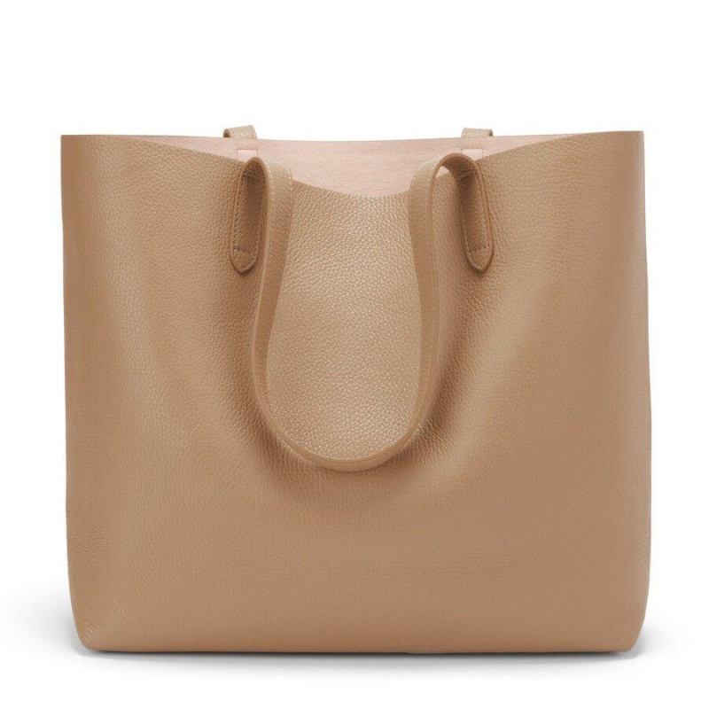 Borse Tote Donna Cuyana Classiche Structured Pelle Khaki | OZB9690DQ