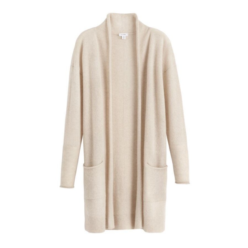 Cardigan Donna Cuyana Single-Origin Cashmere Long Beige | HEA4311ZD