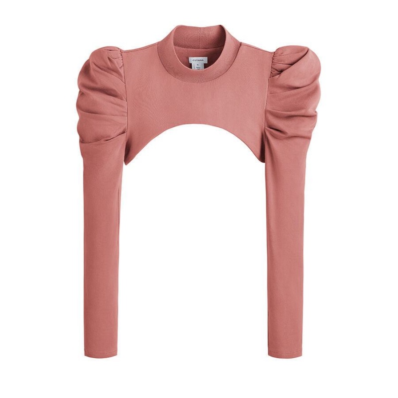 Magliette Donna Cuyana French Terry Puff Sleevelette Rosa | AXQ988EN