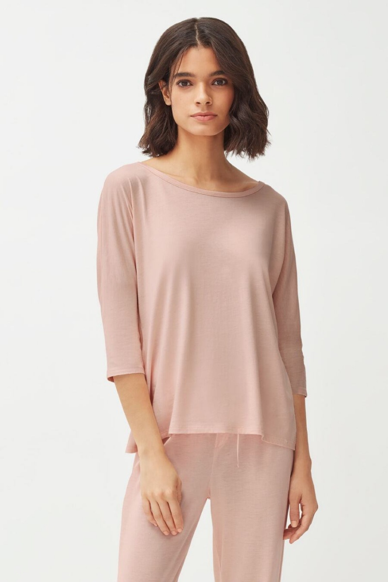 Magliette Donna Cuyana Organic Pima Drape-Back Rosa | JLZ9928YV