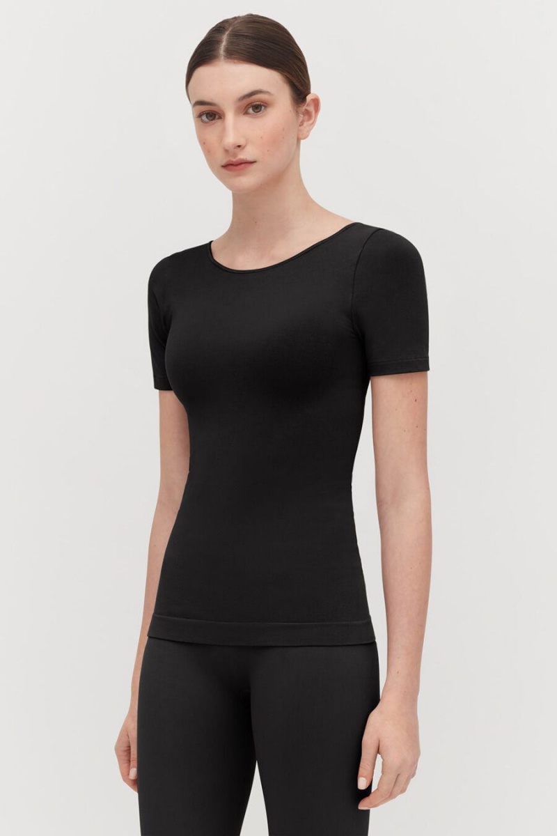 Magliette Donna Cuyana Stretch Scoop Neck Tee Nere | EXU862IO