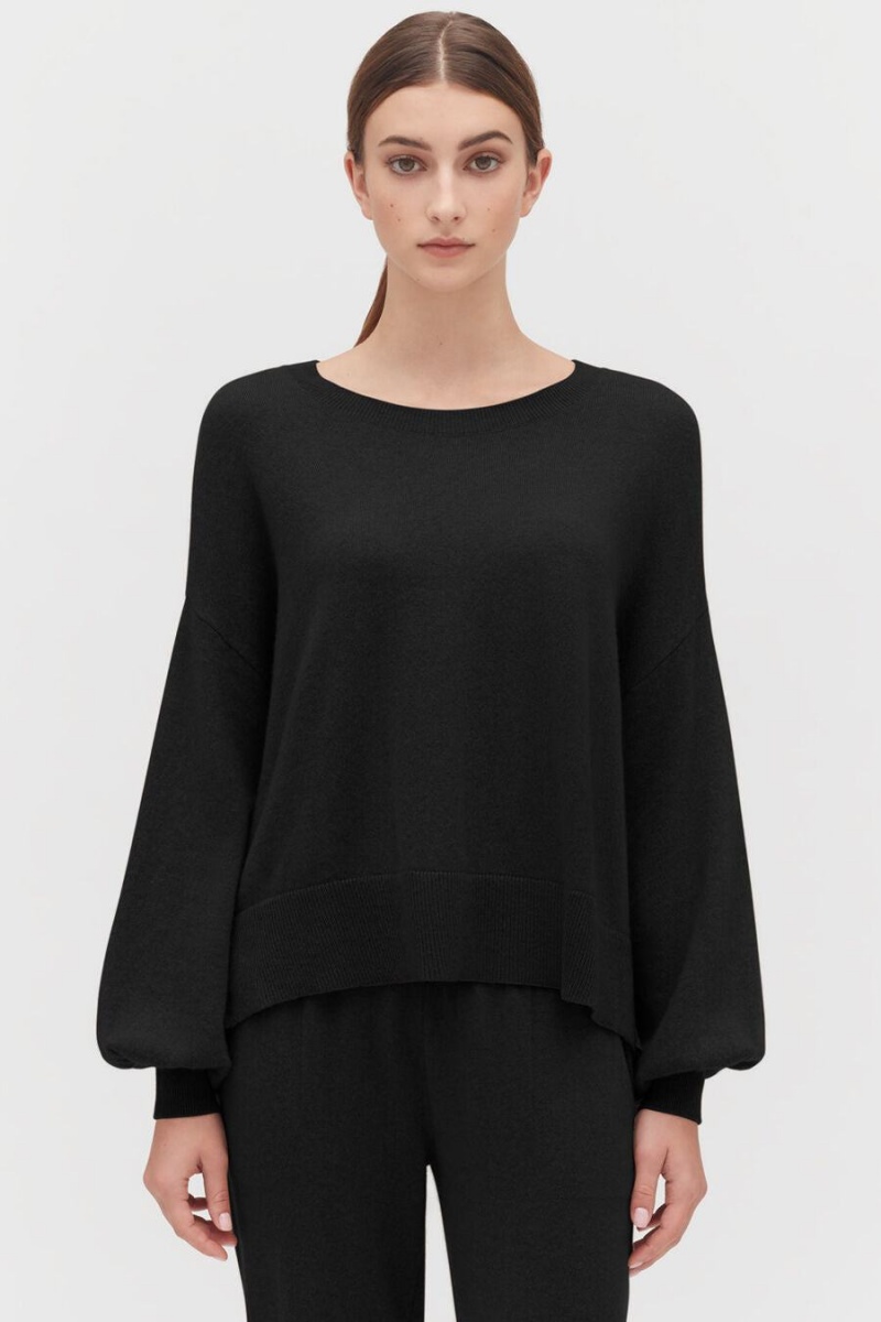 Maglioni Donna Cuyana Single-Origin Cashmere Open Side Nere | ZUM892ZK