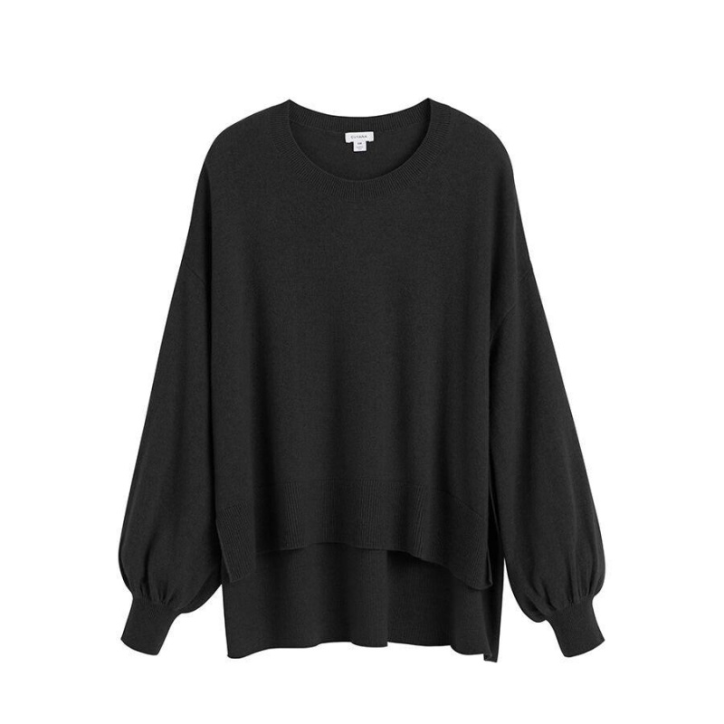 Maglioni Donna Cuyana Single-Origin Cashmere Open Side Nere | ZUM892ZK