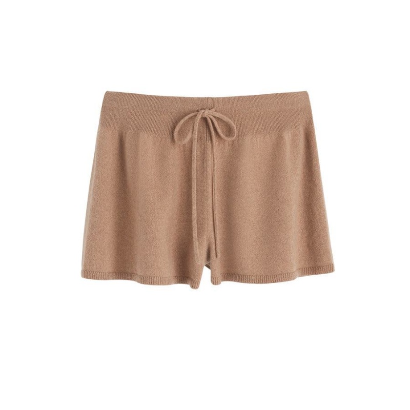 Pantaloncini Donna Cuyana Single-Origin Cashmere Marroni | FKO735JO