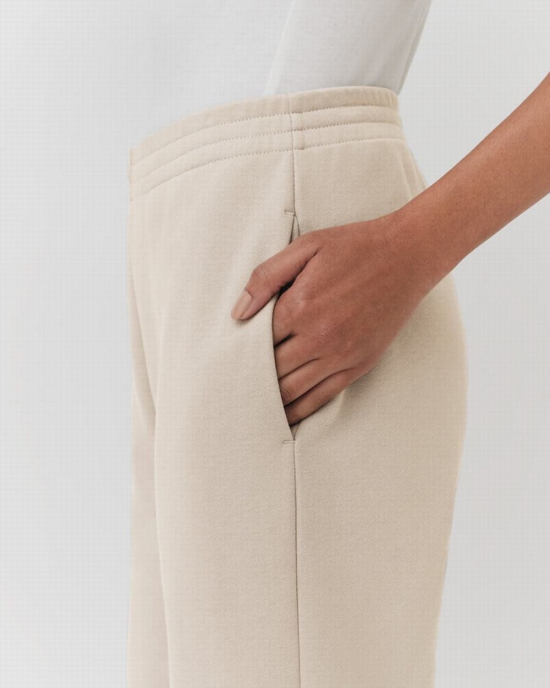 Pantaloni Jogger Donna Cuyana Terry Sculpted Crema Bianche | LUB2292AL