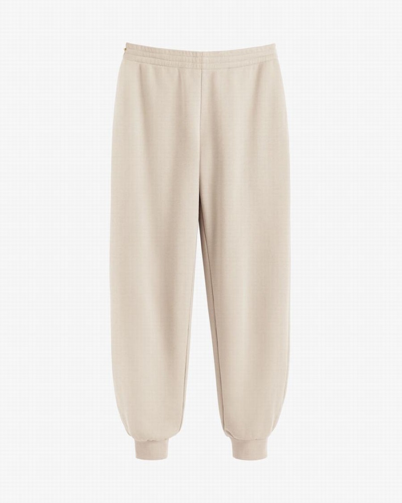 Pantaloni Jogger Donna Cuyana Terry Sculpted Crema Bianche | LUB2292AL