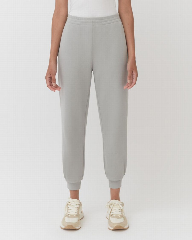 Pantaloni Jogger Donna Cuyana Terry Sculpted Grigie | IIW4231EX